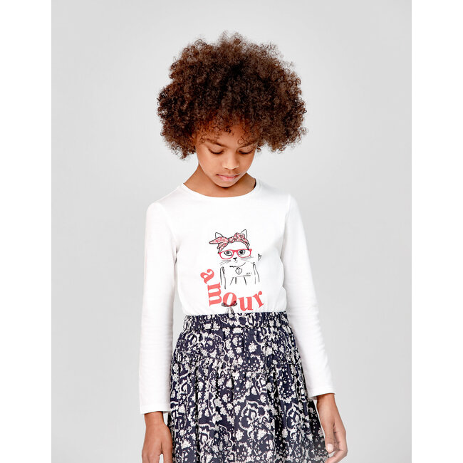 IKKS Girl's visual t-shirt with scarf and glasses