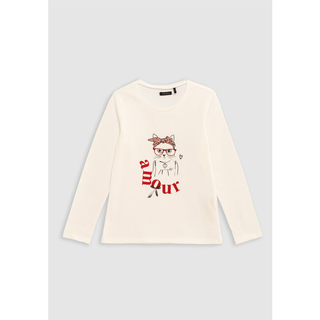IKKS Girl's visual t-shirt with scarf and glasses
