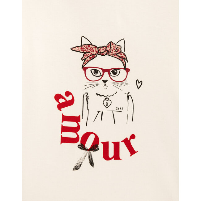 IKKS Girl's visual t-shirt with scarf and glasses