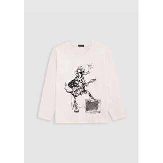IKKS Ecru organic cotton t-shirt boy rat-rocker design