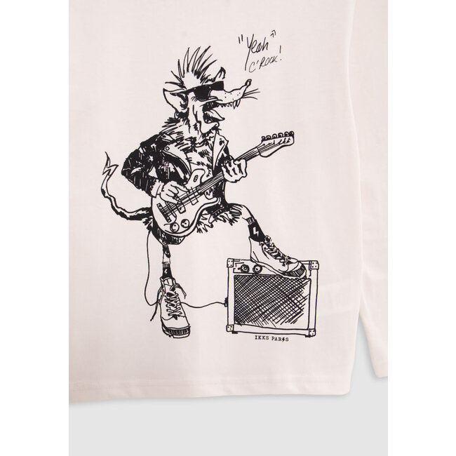 IKKS Ecru organic cotton t-shirt boy rat-rocker design