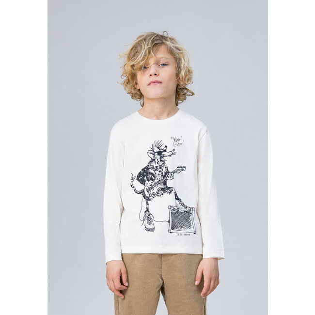 IKKS Ecru organic cotton t-shirt boy rat-rocker design