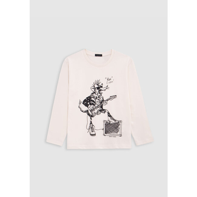 IKKS Ecru organic cotton t-shirt boy rat-rocker design