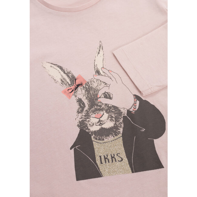 IKKS Pink T-shirt with rabbit visual and gold details