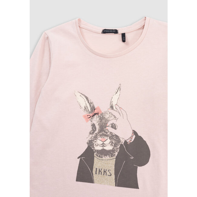 IKKS Pink T-shirt with rabbit visual and gold details