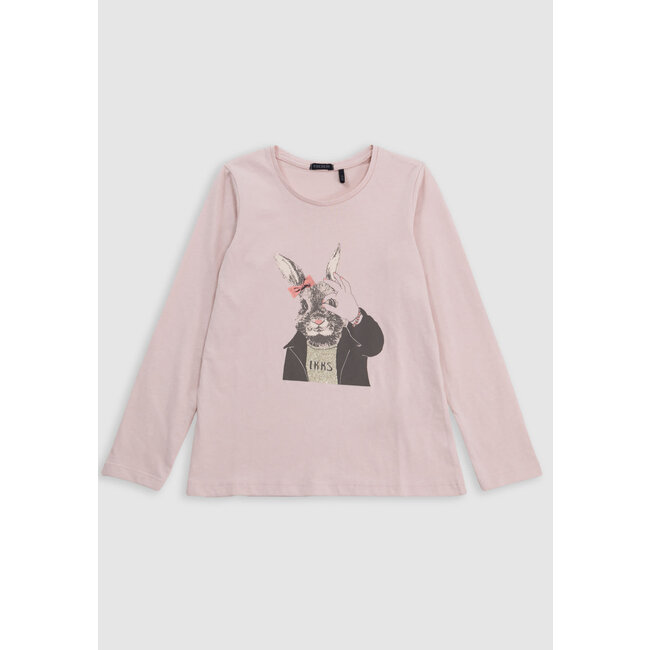 IKKS Pink T-shirt with rabbit visual and gold details