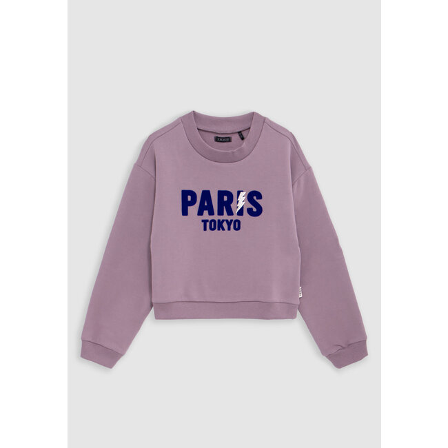 IKKS Girl's lilac blue flocked velvet message sweatshirt