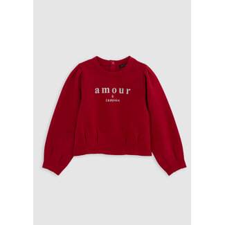 IKKS Girl's red sequined print sweatshirt with pleats