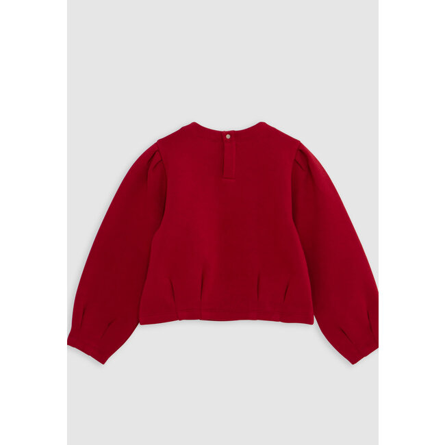 IKKS Girl's red sequined print sweatshirt with pleats
