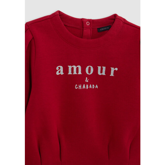 IKKS Girl's red sequined print sweatshirt with pleats