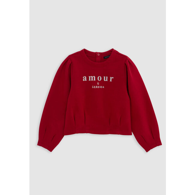 IKKS Girl's red sequined print sweatshirt with pleats