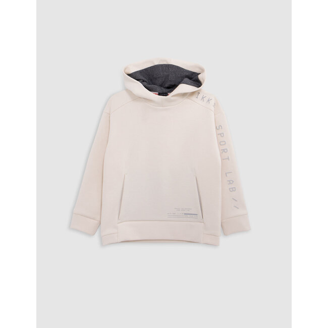 IKKS Boy's ecru hoodie, reflective sleeves, embossed slogan