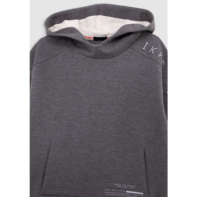 IKKS Boy's grey hoodie, reflective sleeves, embossed slogan