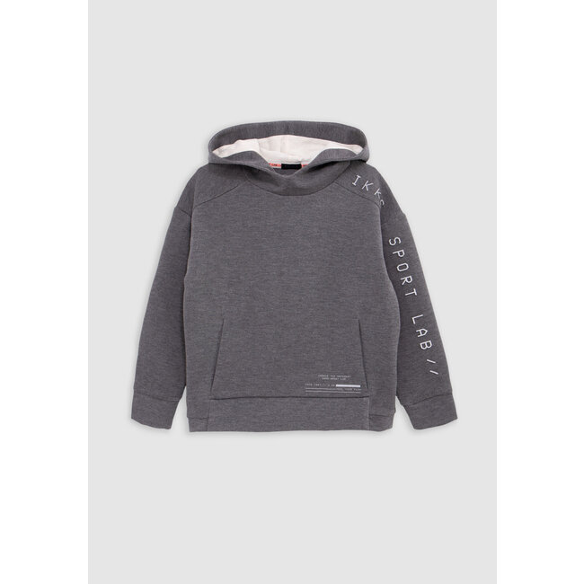 IKKS Boy's grey hoodie, reflective sleeves, embossed slogan