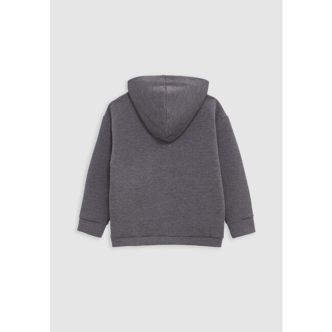 IKKS Boy's grey hoodie, reflective sleeves, embossed slogan