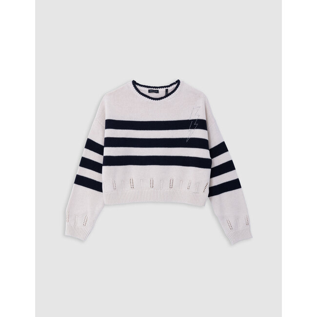 IKKS Girl’s organic sailor-stripe sweater, diamante lightning