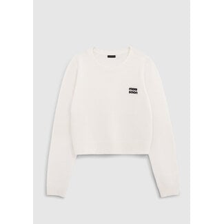 IKKS Ecru sweater knit cropped embroidery message girl