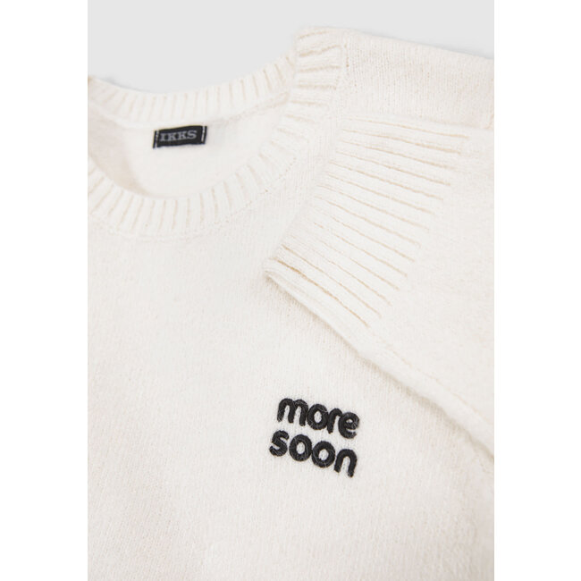 IKKS Ecru sweater knit cropped embroidery message girl