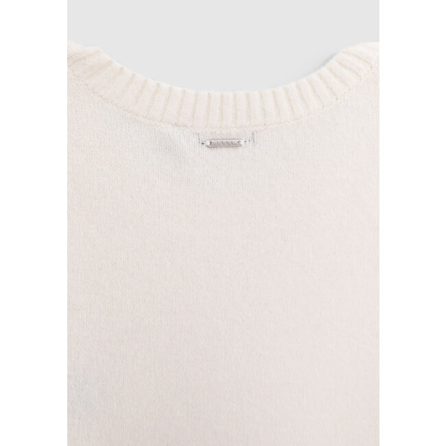 IKKS Ecru sweater knit cropped embroidery message girl