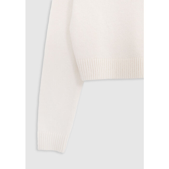 IKKS Ecru sweater knit cropped embroidery message girl