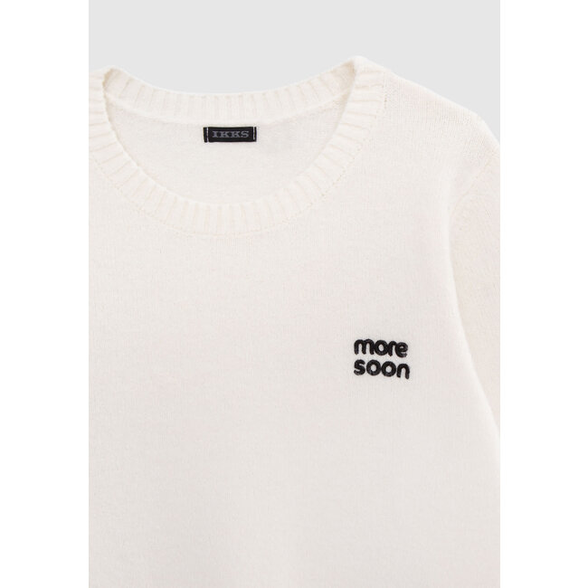 IKKS Ecru sweater knit cropped embroidery message girl