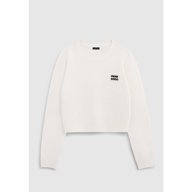 IKKS Ecru sweater knit cropped embroidery message girl