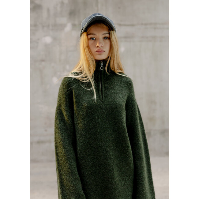 IKKS Girl's green trucker-neck sweater