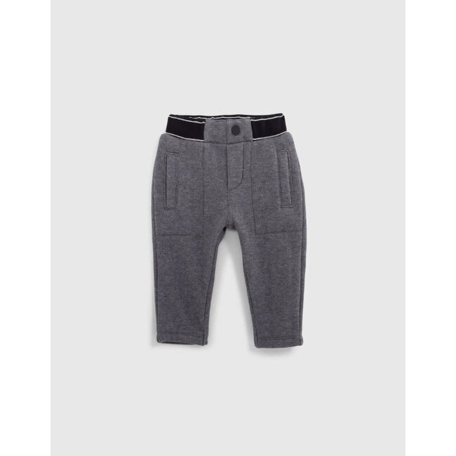 IKKS Boy's grey striped pants with ribbed waistband