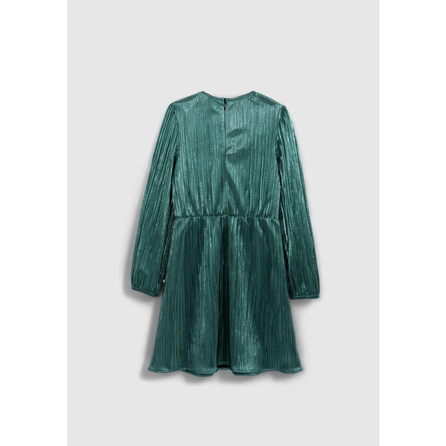 IKKS Metallic emerald pleated dress