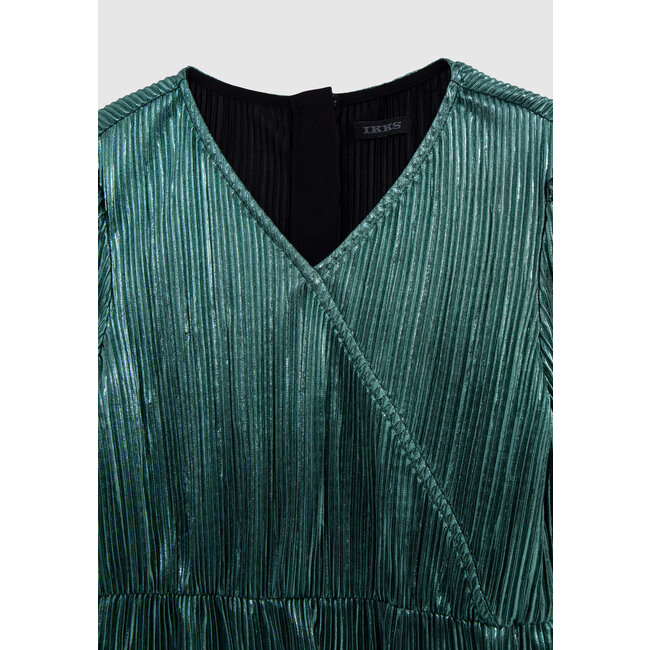IKKS Metallic emerald pleated dress
