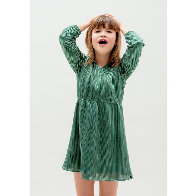 IKKS Metallic emerald pleated dress