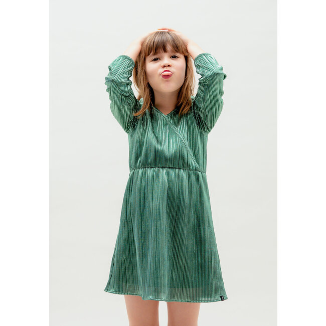 IKKS Metallic emerald pleated dress