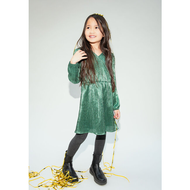 IKKS Metallic emerald pleated dress