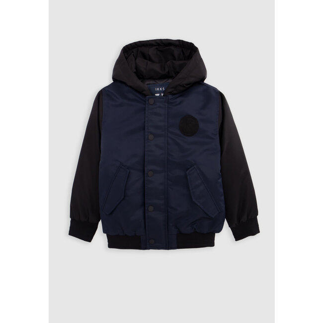 IKKS Boys' navy hooded jacket with black sleeves