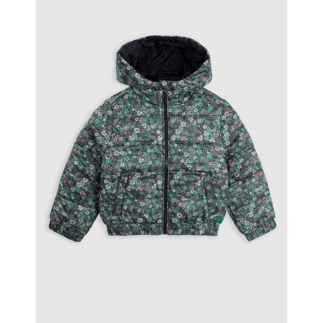 IKKS Girl's leo-print khaki padded jacket