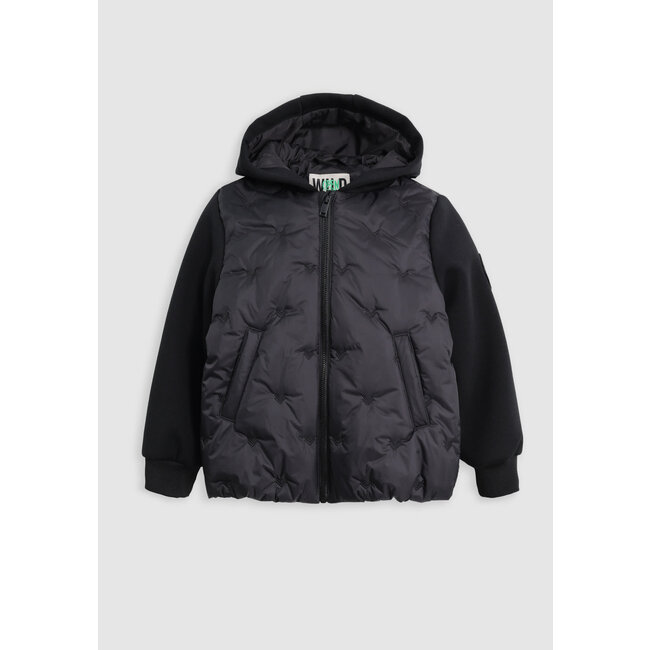 IKKS Boy's black embroidered nylon two-ply down jacket
