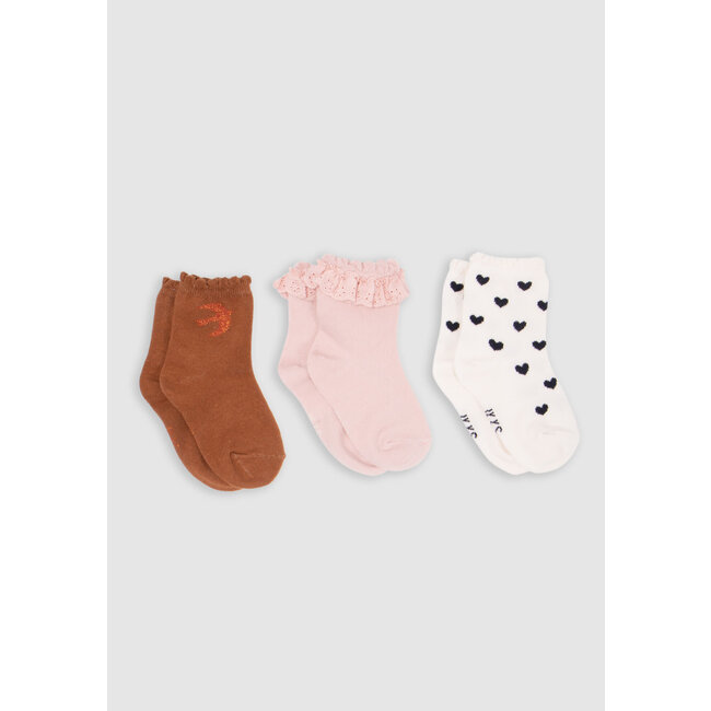 IKKS Ecru, pink and camel baby girl socks