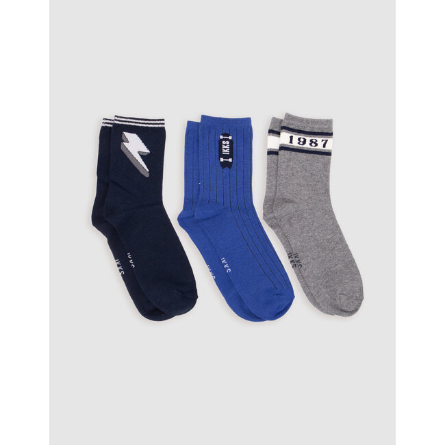 IKKS Boys' blue, grey and navy socks