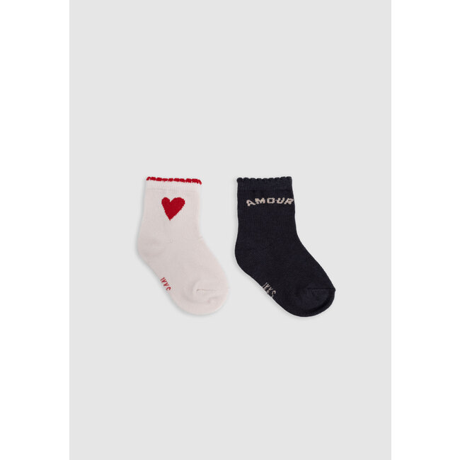 IKKS Anthracite and ecru baby girl socks
