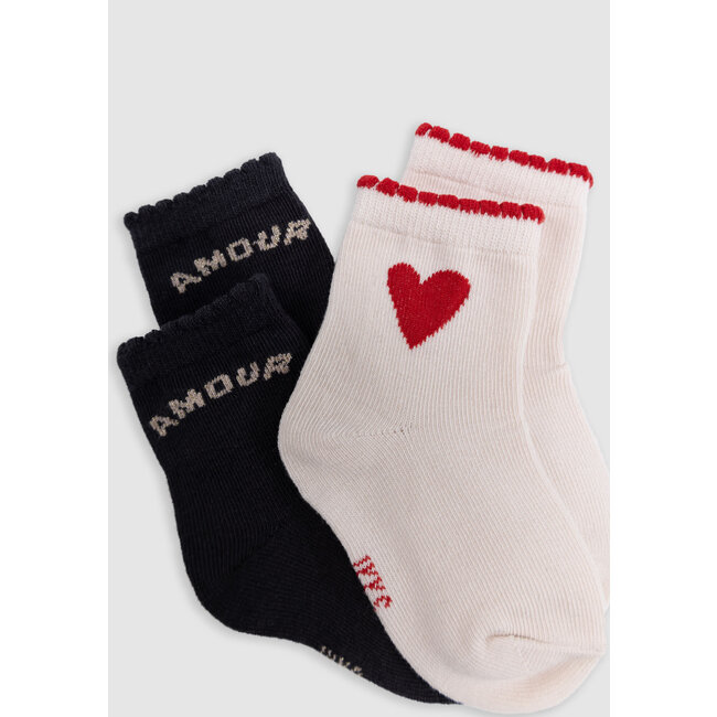 IKKS Anthracite and ecru baby girl socks