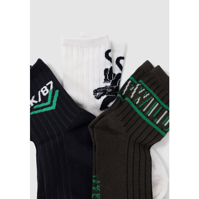 IKKS Boy's khaki, ecru, black socks