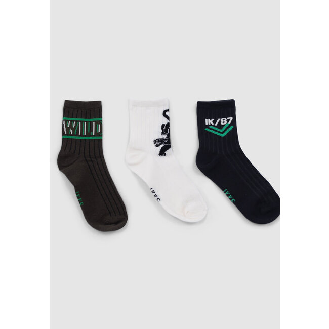 IKKS Boy's khaki, ecru, black socks