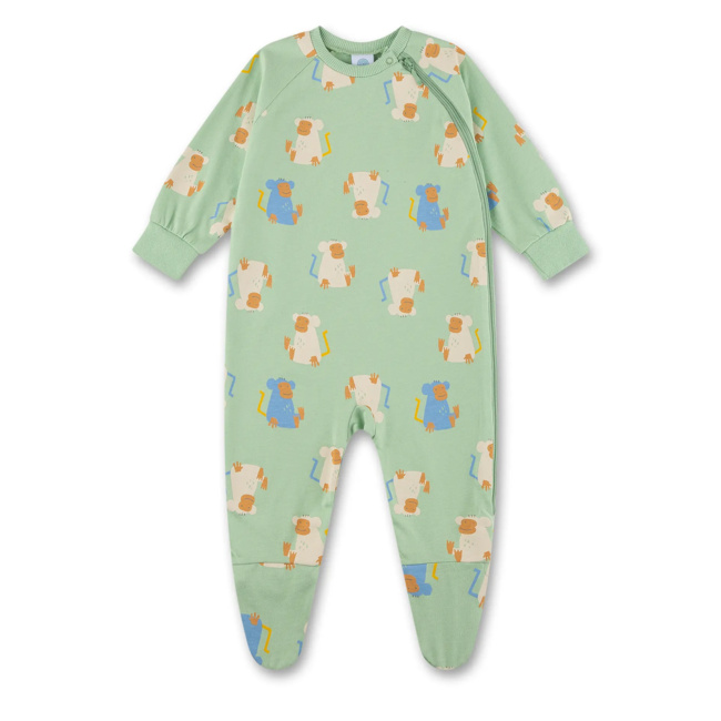 SANETTA BABY BOY Overall long, allover jade green