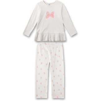 SANETTA GIRL Pyjama long, w.motif white pebble