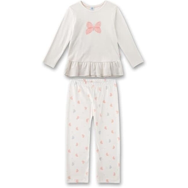 SANETTA GIRL Pyjama long, w.motif white pebble