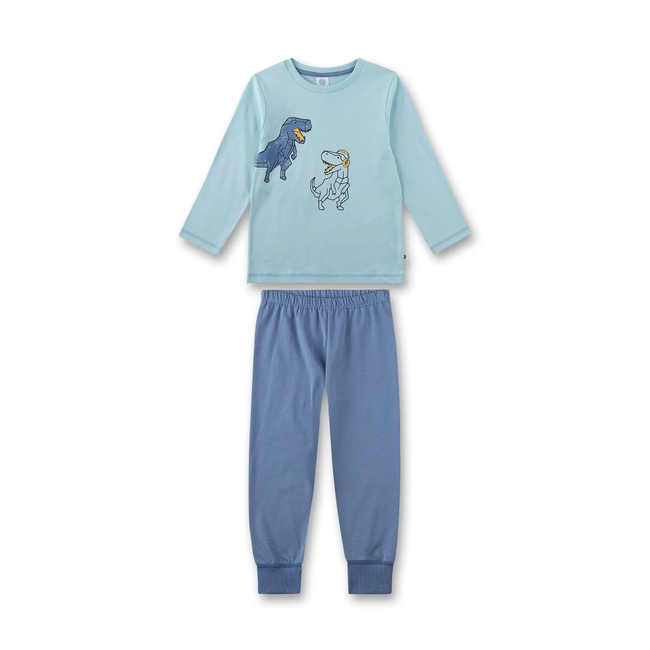 SANETTA BOY Pyjama long, uni w.motif milky blue