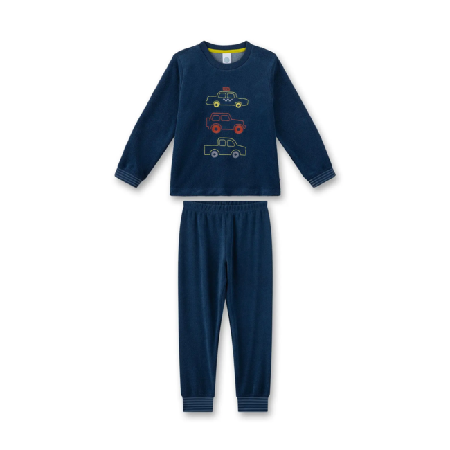 SANETTA BOY Pyjama long, uni w.motif dark denim