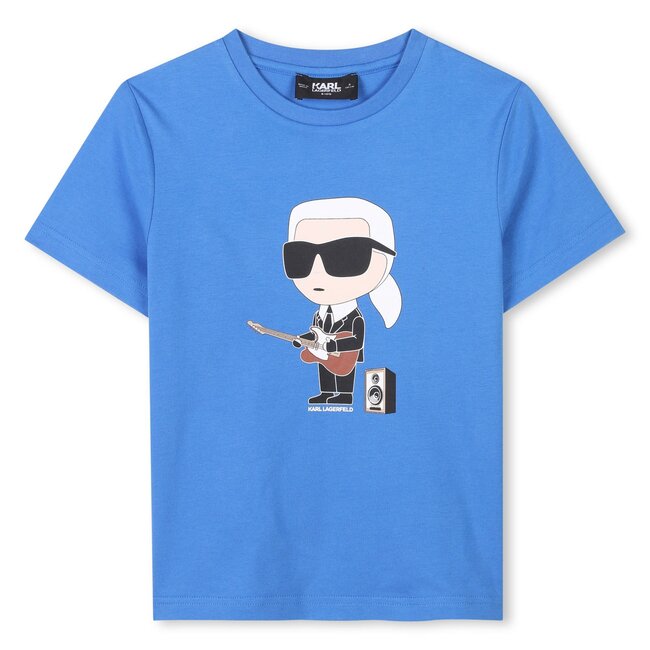 KARL LAGERFELD BOYS  BLUE GRAPHIC SHORT SLEEVES TEE-SHIRT