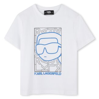 KARL LAGERFELD BOYS WHITE GRAPHIC SHORT SLEEVE T-SHIRT
