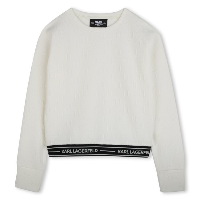 KARL LAGERFELD GIRLS IVORY JACQUARD SWEATSHIRT